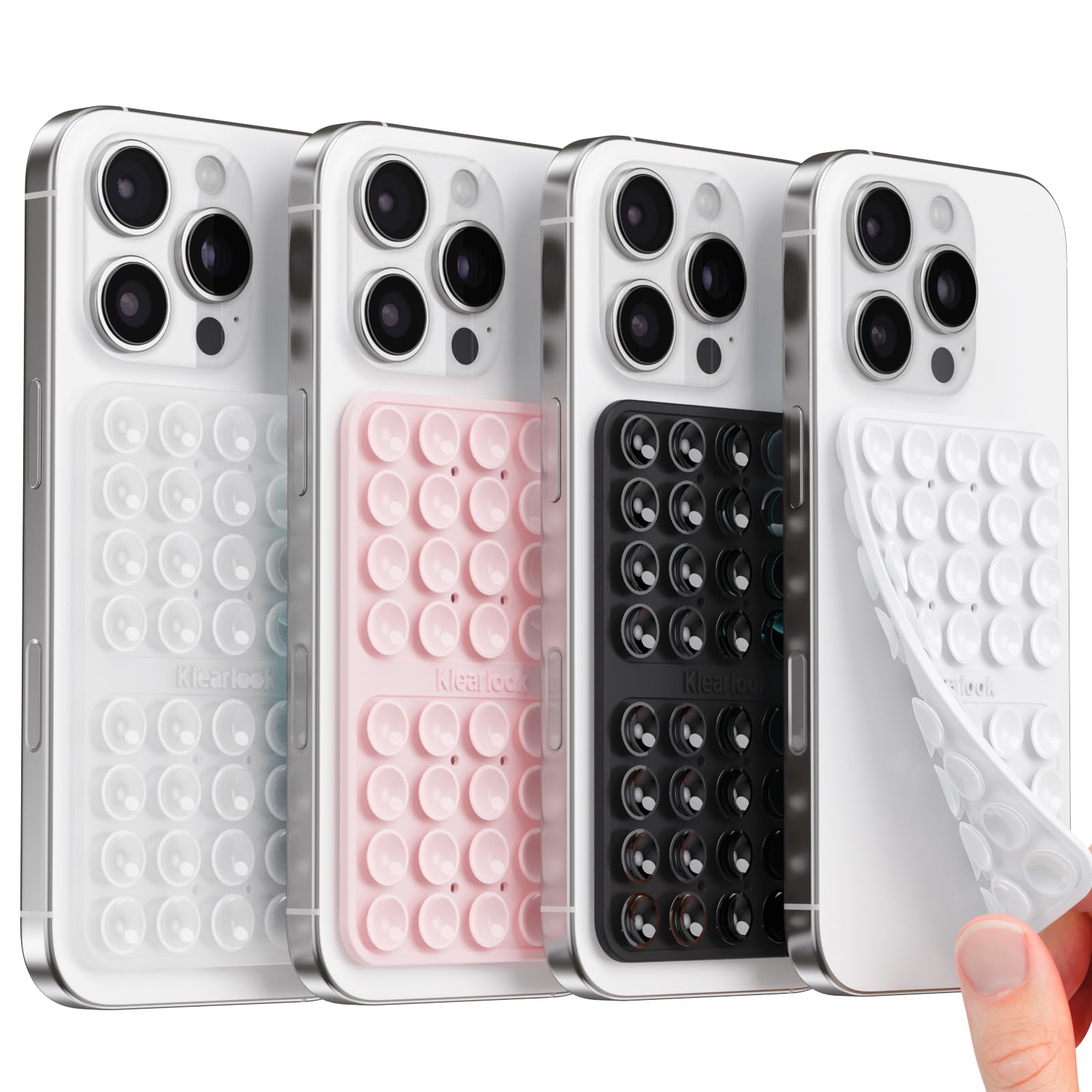 Klearlook Silicone Suction Cup Phone Case Mount Double Sided, Sticky Phone Grip with Higher Suction Power for Cell Phone, Hands-Free Phone Accessories Holder for Selfies and Videos, Transparent